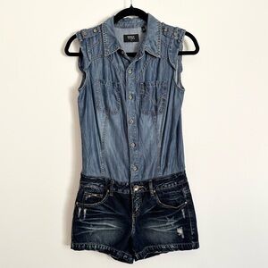 ONLY Jeans Chambray Denim Sleeveless Button Up Romper